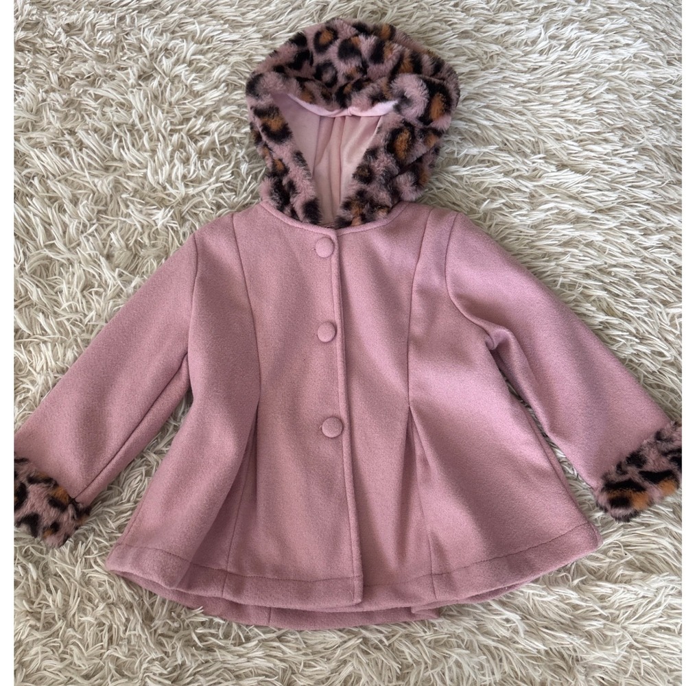 PatPat Girls Pink Leopard‎ Hooded Coat Jacket 12 18 Months